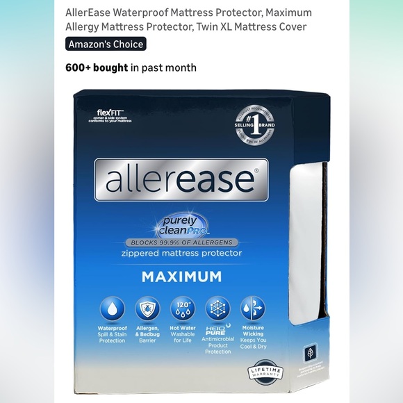 3/$15 NWT AllerEase Maximum Zippered Mattress Protector Size Twin XL - Picture 2 of 6